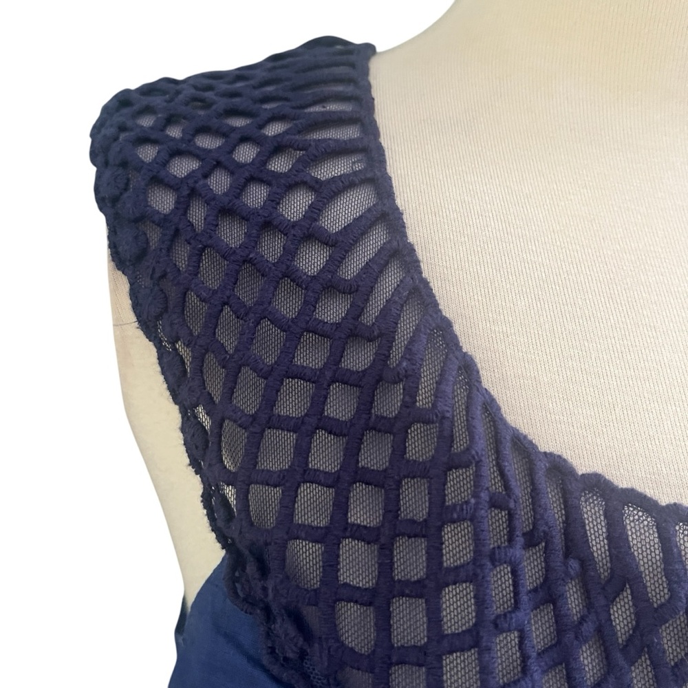 Floreat Navy Blue Crochet Yoke Mini Dress - Picture 4 of 13